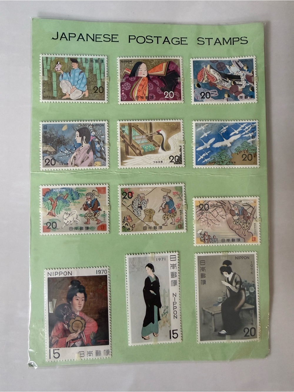 Vintage 1970s Japanese Postage Stamp Collection